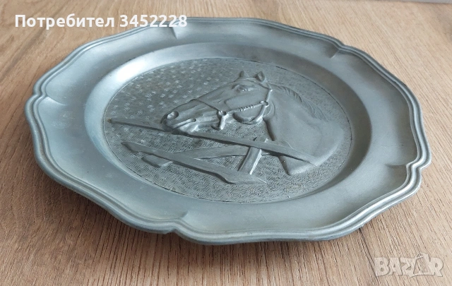 пано ретро калаена чиния маркирана за ценители , снимка 3 - Декорация за дома - 53826298