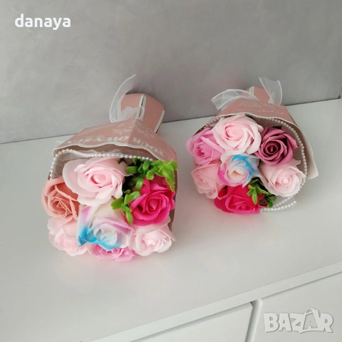 6375 Подаръчен букет сапунени рози с аромат, 30 см, снимка 4 - Декорация за дома - 53326192