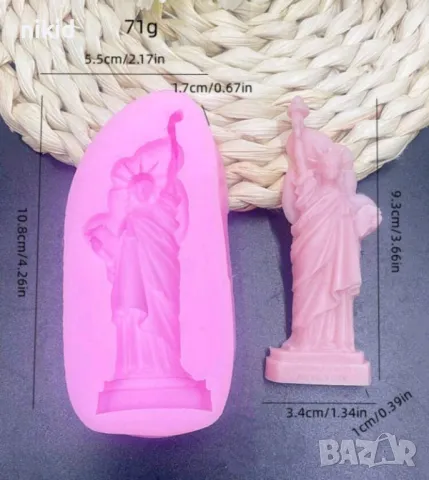 Статуя статуята на свободата силиконов молд форма за декорация торта фондан шоколад гипс свещ, снимка 4 - Форми - 19166514