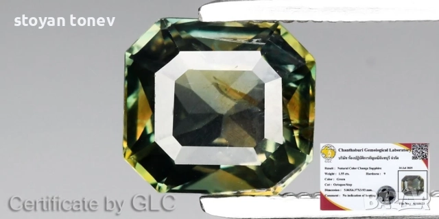 Радък ненагряван сапфир с променящ се цвят! Сертифициран! Нов!, снимка 2 - Други - 52325791