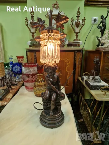Чудесна антикварна фигурална настолна лампа , снимка 1
