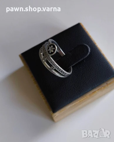 Сребърен пръстен с фианити – елегантен и нежен, снимка 3 - Пръстени - 50796376