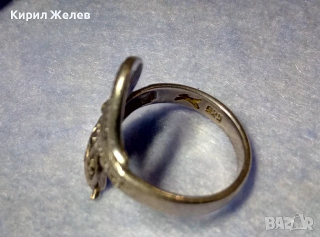 ЗМИЕВИДЕН МАРКОВ МАРКАЗИТЕН СРЕБЪРЕН ПРЪСТЕН СРЕБРО 925 с БЛЕСТЯЩИ ФАСЕТИРАНИ МАРКАЗИТИ 47472, снимка 8 - Пръстени - 50489040