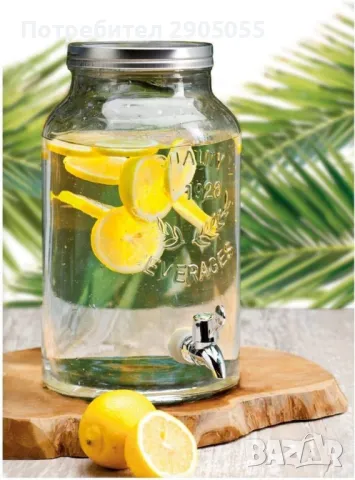 Буркан EDM с кран, прозрачен и неръждаема стомана 5,5 литра, снимка 1