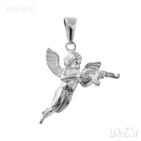 Колие Ангел с Ак-47 автомат - Silver
