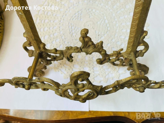 Красива голяма месингова поставка / статив / от Англия за картина, гоблен, голямо плато, книга, снимка 4 - Антикварни и старинни предмети - 53701874