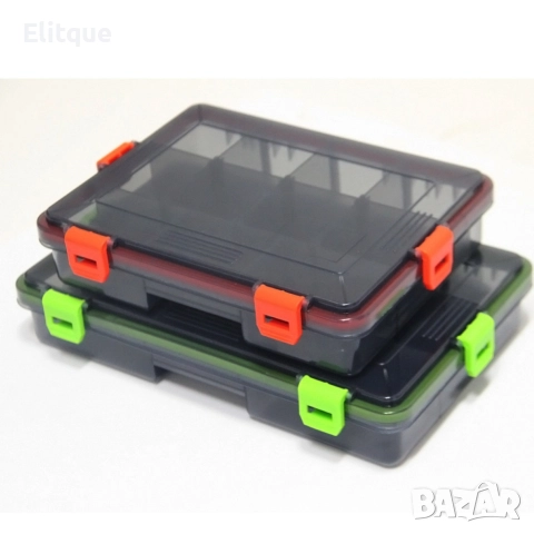 Сива кутия за рибарски принадлежности с оранжева закопчалка, m-k29