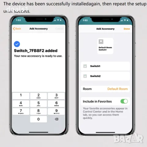 ATHOM Homekit Интелигентен Стенен Превключвател за осветление с два бутона, снимка 8 - Друга електроника - 48053842