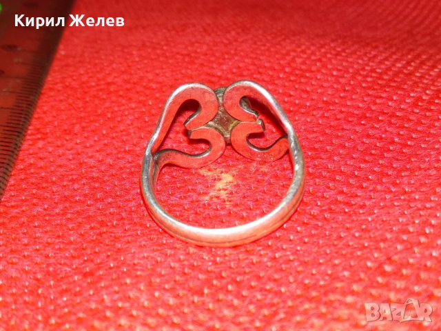 СТАР АР НУВО СКЪПОЦЕНЕН СРЕБЪРЕН ПРЪСТЕН ВИСОКА ПРОБА СРЕБРО с РЯДЪК НАТУРАЛЕН ЯСПИС 43786, снимка 6 - Антикварни и старинни предмети - 44610367