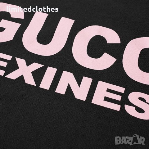 GUCCI Black Sexiness Logo Print Мъжка Блуза тип Пуловер size M, снимка 5 - Пуловери - 34843357