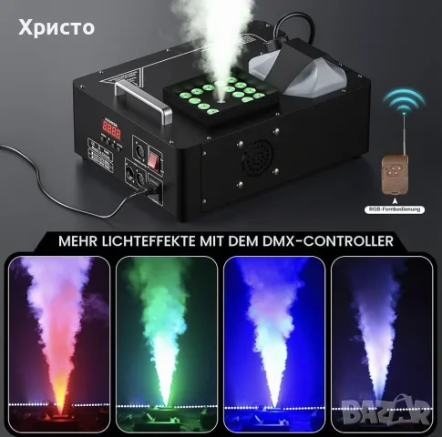 НОВО!!! Професионална машина за сценичен пушек ZQ10138, 1500W, 24 RGB LED, DMX512, Remote Control, снимка 3 - Друга електроника - 55851830