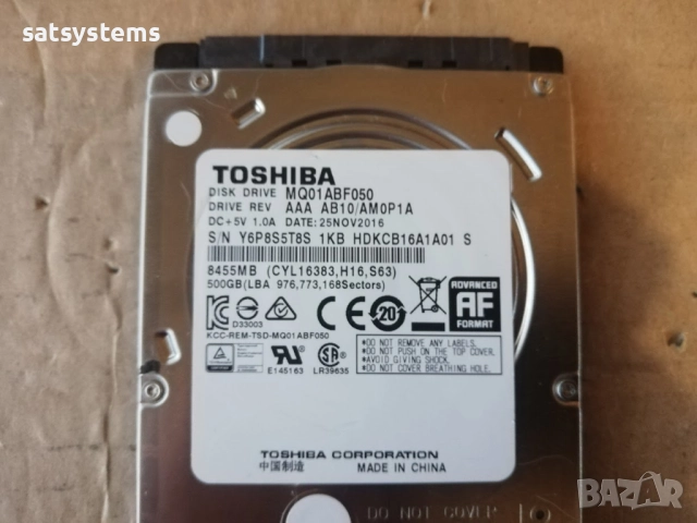 Хард диск Laptop Toshiba MQ01ABF050 500GB SATA 3.0Gb/s, снимка 3 - Твърди дискове - 51745722