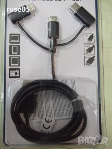 Кабел "Kik" 3 в 1 за зареждане черен нов, снимка 2 - USB кабели - 41620976