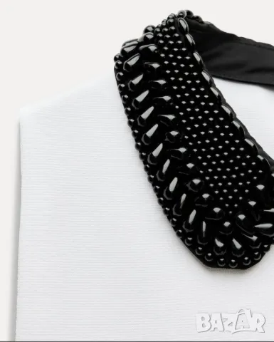 Дамска рокля ZARA, size S, яка с мъниста, бяла, плътна, непрозрачна материя 57% вискоза, НОВА!!! , снимка 3 - Рокли - 49305746