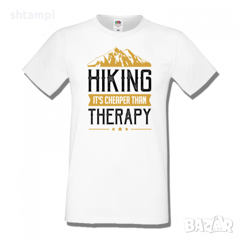 Мъжка тениска Hiking It's Cheaper Than Therapy,Къмпинг,Планина,Изненада,Подарък,Поход,Връх,Хижа,, снимка 2 - Тениски - 36351931