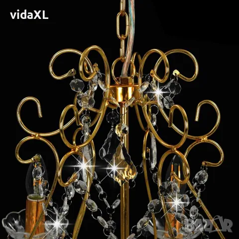 vidaXL Полилей с кристали, златист, кръгъл, 6 х Е14, снимка 4 - Полилеи - 56146460