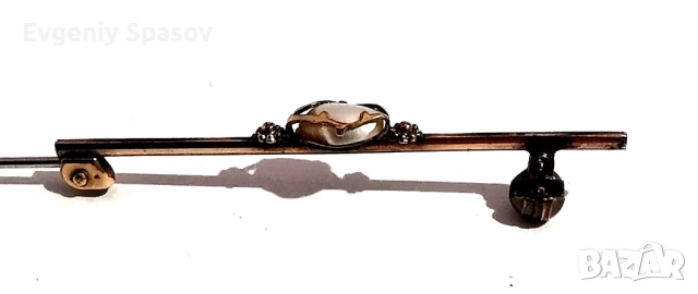 Старинна Позлатена Елегантна Брошка Игла за Вратовръзка с Перла, снимка 3 - Други - 52440932