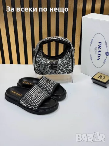 Prada Дамски Чехли С Кристали Прада Код SEM-192, снимка 5 - Чехли - 55770605