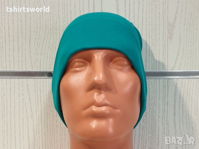 Нова мъжка зимна шапка с подгъв в зелен цвят, снимка 5 - Шапки - 39325427