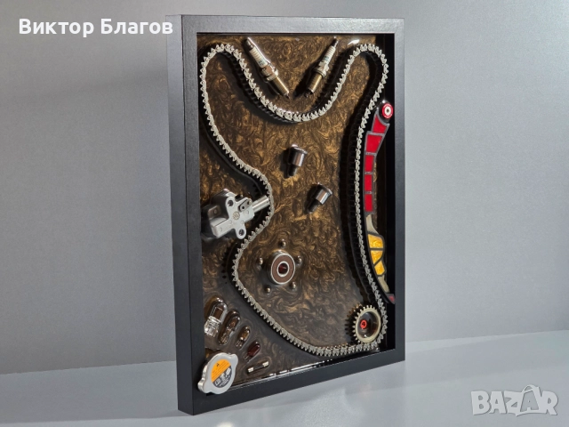 3D картина с части от двигател в епоксидна смола