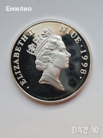 NIUE 5 DOLLARS 1998 год. SILVER PROOF 1 OZ. 0.925 UNC , снимка 2 - Нумизматика и бонистика - 39230239