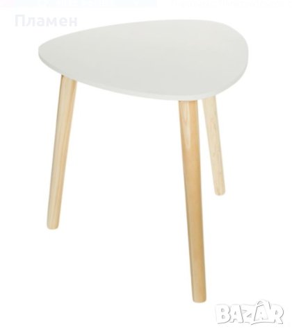 Холна, градинска, Маса МДФ Бяла Триъгълник 38х38х39 и 48x48x46см, снимка 3 - Маси - 42697972