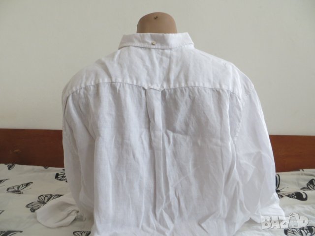 Мъжка риза с дълъг ръкав от лен Gant, снимка 3 - Ризи - 41884767
