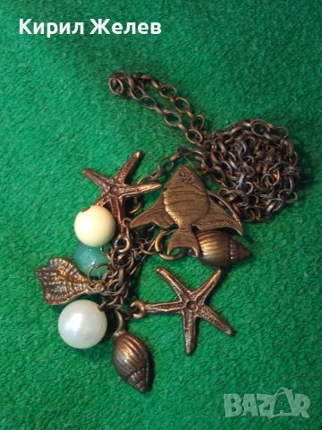 МЕСИНГОВА МОДНА ОГЪРЛИЦА с ФИГУРАЛНИ АРТ ВИСУЛКИ и ФАСЕТИРАН МИНЕРАЛ 25175, снимка 9 - Колиета, медальони, синджири - 35307981