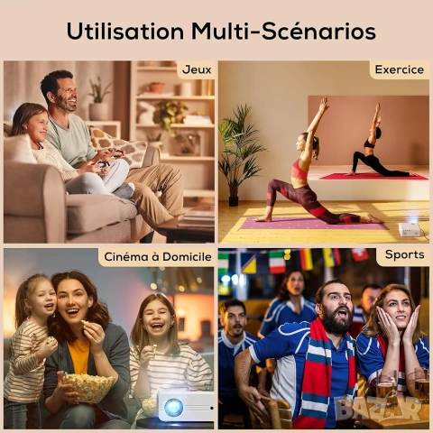 4K Мултимедиен Проектор AKIYO O7, Native 1080P, WiFi 6, Bluetooth 5.2 + Статив, снимка 8 - Плейъри, домашно кино, прожектори - 53314333