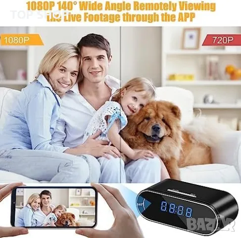 Нова скрита WiFi Шпионска Камера-Часовник с Детектор за Движение 1080P HD, снимка 6 - Друга електроника - 49549523