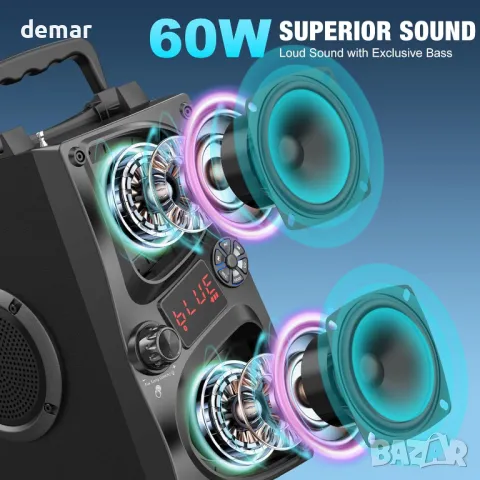 Караоке машина SUPNIU А50, с 2 безжични микрофона и LED светлини, снимка 3 - Караоке - 47859979