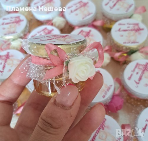 Мини бурканчета с мед, подаръци за гости за Кръщене!, снимка 3 - Декорация - 41572414