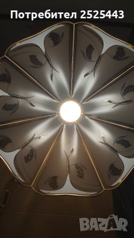 Абажур (Полилей) метален със 7 стъкла и Нова LED крушка Е27 9W 4000K, снимка 3 - Лампи за таван - 41704119