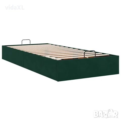vidaXL Османска рамка за легло без матрак тъмнозелена 90x200 см кадифе, снимка 9 - Спални и легла - 56146975