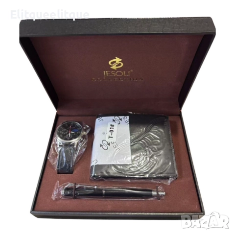 Луксозен подарък за всеки мъж – Часовник, портфейл и химикалка, снимка 5 - Бижутерийни комплекти - 52333650