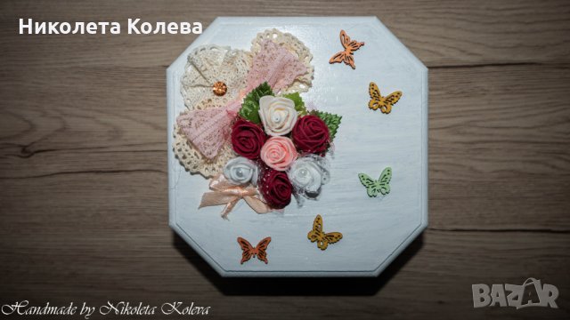 Ръчно изработена дървена кутия за бижута, снимка 5 - Други - 35857928