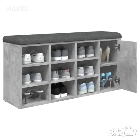 vidaXL Пейка за обувки, бетонно сив, 102x32x50 см, инженерно дърво, снимка 4 - Маси - 56148120
