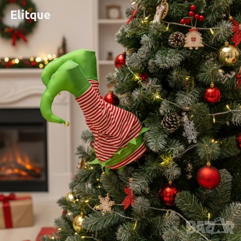 Анимирани крака на елф за коледно дърво – Забавен и уникален празничен декор