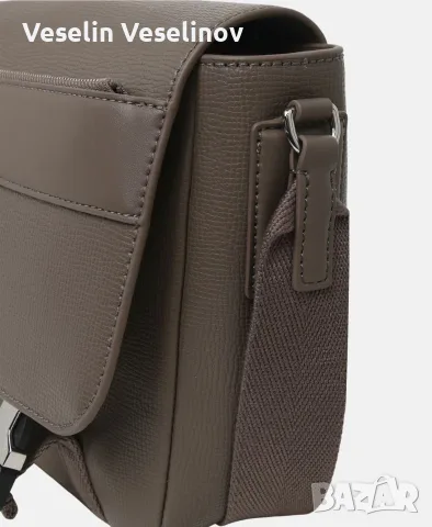 Чисто нова мъжка чанта Lacoste Leather cross body bag Morel, снимка 2 - Чанти - 56023206