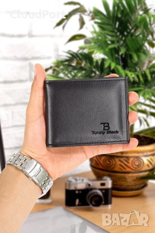 КОМПЛЕКТ ЗА МЪЖЕ, ПОРТФЕЙЛ, ДЖОБЕН НОЖ, ЗАПАЛКА, TONNY BLACK, ЧЕРЕН, снимка 3 - Портфейли, портмонета - 40276024