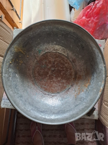 Антикварен голям меден леген калайдисан, снимка 2 - Антикварни и старинни предмети - 51663076