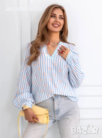 Дамска раирана муселинова риза Aubrianne, 4цвята , снимка 4 - Ризи - 53862421