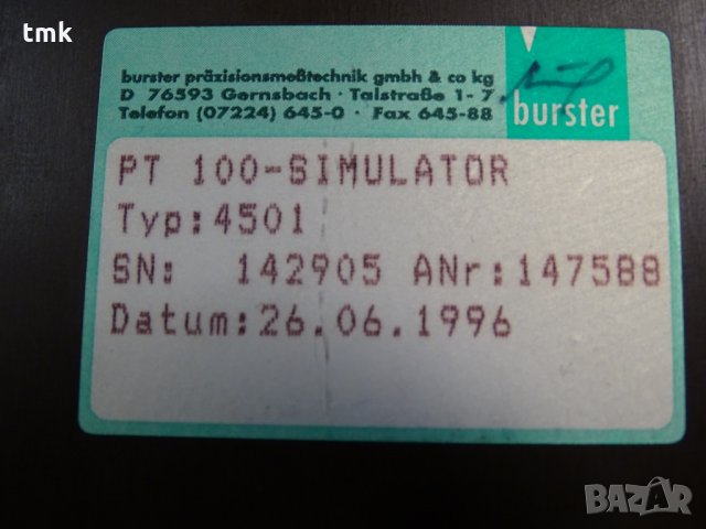 симулатор Bursher Decadischer Pt 100 - Simulator 4501, снимка 4 - Други машини и части - 34100122