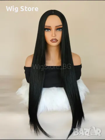 Права черна перука без бретон