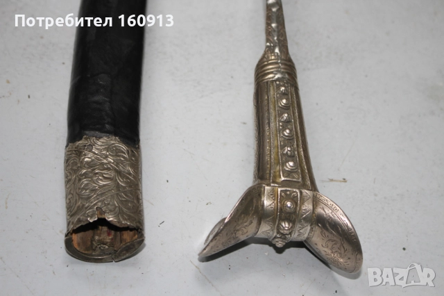 Стар османски балкански сребърен ятаган. Сребърна дръжка., снимка 14 - Антикварни и старинни предмети - 51444316