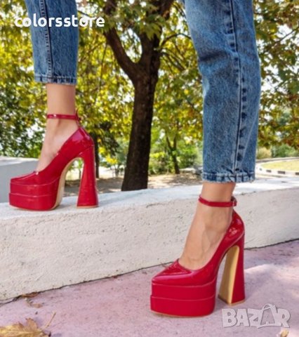 Обувки на ток - червен лак - VT2, снимка 2 - Дамски обувки на ток - 39390157