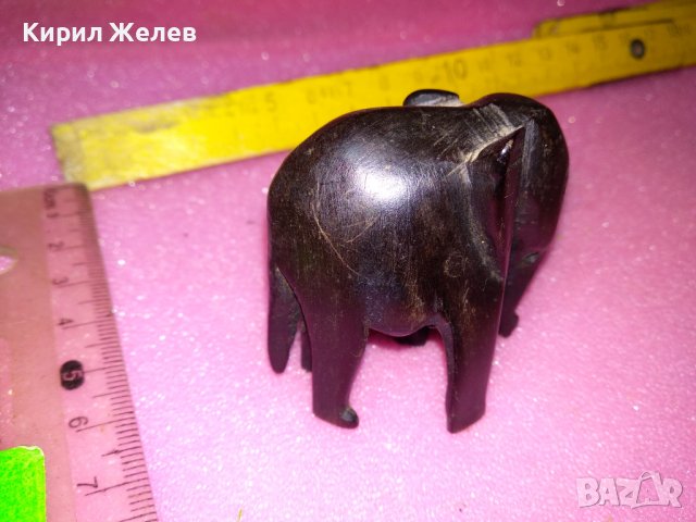 МАЛКО ДЪРВЕНО СЛОНЧЕ РЪЧНА МАЙСТОРСКА ФИГУРКА СТАТУЕТКА ДЪРВО АБАНОС 12638, снимка 8 - Статуетки - 44313924