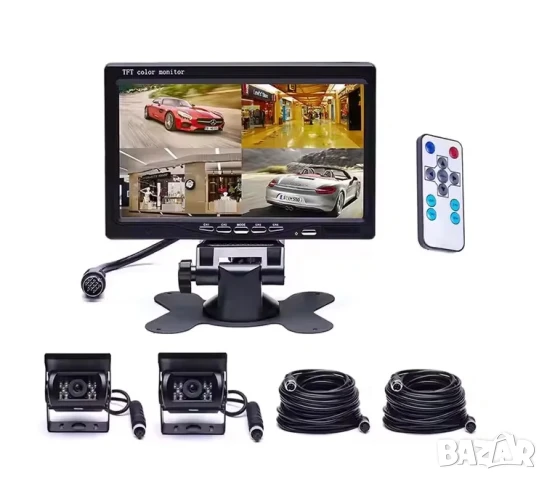 Система за паркиране, камера задно виждане, за заден ход, камион, разделяне на екран, делене дисплея