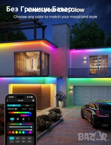 Нова AI смарт LED лента 5метра RGBW IC IP65 външно осветление дом къща, снимка 6 - Лед осветление - 53048517