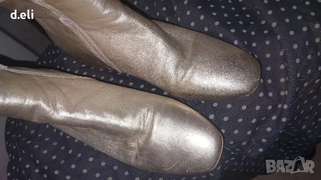 Max Mara Original Size 38/ ERAM Portugal 🇵🇹 Size 38/ Златни боти 100% Кожа, снимка 5 - Дамски боти - 49154769